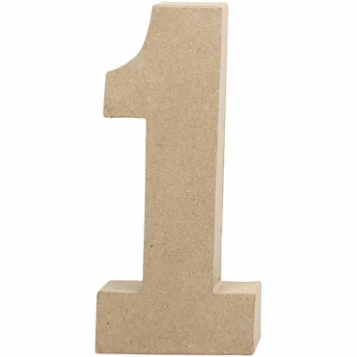 Image of Create Crafts 26629 Creativ 20 cm 1 Piece Papier Mache Number 1, Beige