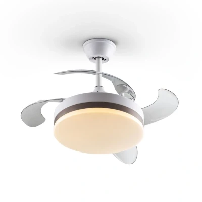 Image of Vento Mini Ceiling Fan Matt White And Bronze 3000 6000K Remote Control