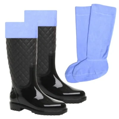 Image of Womens Fleece Wellie Socks Adult Ladies Girls Welly Wellington Boot Thermal Liners Warm Outdoor Sock One Size 3 5 (UK, Numeric, 3, 5, Regular, Baby Blue)
