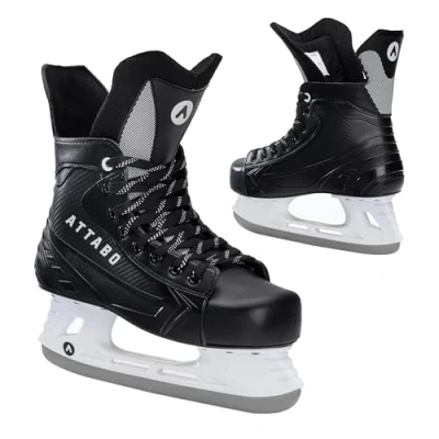 Image of ATTABO HS Men&#039;s Ice Hockey Skates Heavy Duty Hard Case, Stainless Steel Skates, Reinforced Eyelets, Anatomical Tongue &amp; Ankle Padding, Classic Lacing System, Ideal for Beginners 41