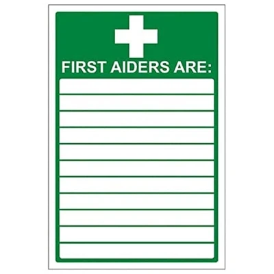 Image of V Safety First Aiders Sign 200mm x 300mm 2mm Rigid Plastic