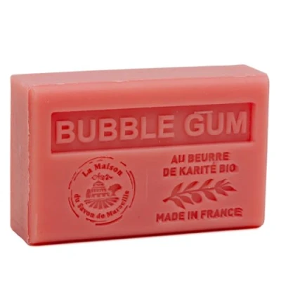 Image of Maison du Savon de Marseille French Soap made with Organic Shea Butter Moisturising for Soft Skin Bubblegum Fragrance 125 Gram Bar