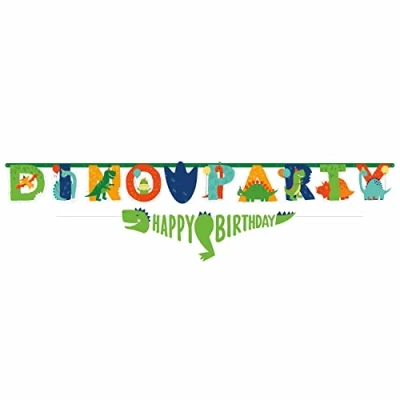 Image of Amscan 9912589 Dino Mite Dinosaur Kids Birthday Party Letter Banners Kit 2 Pack