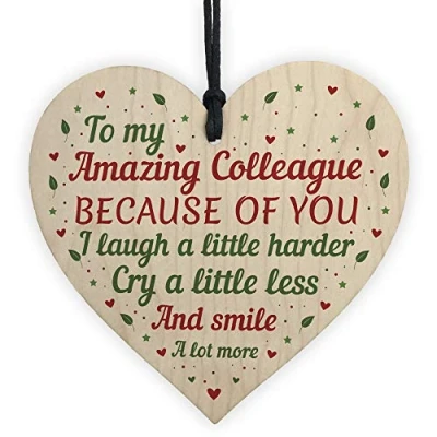 Image of RED OCEAN Amazing Colleague Friend Leaving Job Work Gift Handmade Wooden Heart Sign Thank You Birthday For
