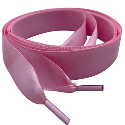 Image of Pimp My Shoes Double Faced Satin Ribbon Shoelaces/Bootlaces With Aglets For Dr Marten Boots Pink To Fit Boot 1490 10 eyelet