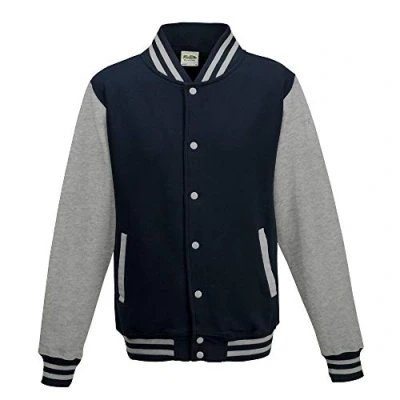 Image of Just Hoods Varsity Jacket Unisex College Jacket, Womens Men Unisex, Jacke &#039;Varsity Jacket&#039;, Oxford Navy/Heather Grey, XXL