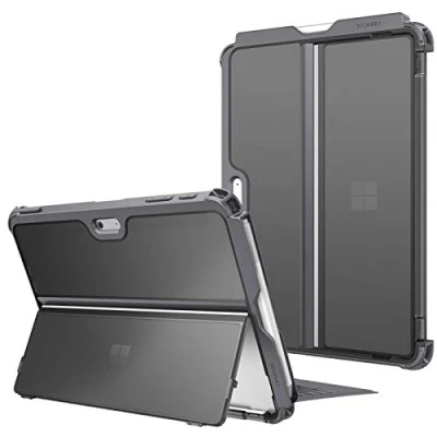 Image of FINTIE Case Compatible with Microsoft Surface Go 4 (2023) / 3 (2021) 2 (2020) (2018), Shockproof Robust w/Pencil Holder, Fit Original Kickstand, Gray