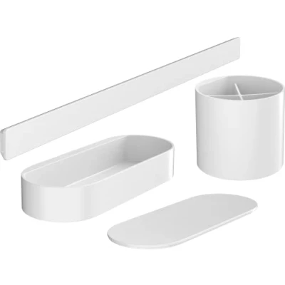 Image of Hansgrohe WallStoris Bathroom Bundle, Accessories and Storage Set, no Drilling, Matt White, 27968700