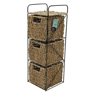 Image of JVL Seagrass 3 Drawer Storage Tower