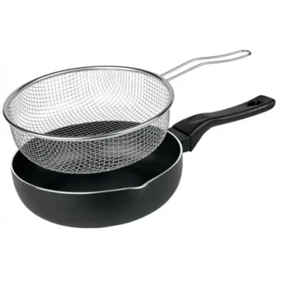 Image of Space Home Deep Frying Pan with Basket Fryer Induction Non Stick Coating (24 cm)