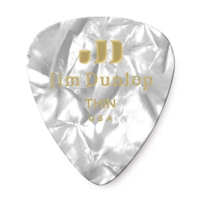 Image of Dunlop 483R04TH Genuine Celluloid, White Pearloid, Thin, 72/Bag