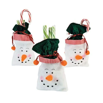 Image of Pack of 3 Snowman Drawstring Gift Bags