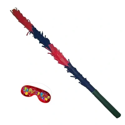 Image of Red Black pinata Stick and paper blindfold