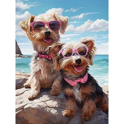 Image of Yeerum 5D Diamond Painting by Numbers Kits for Adults Dog Round Full Drill, DIY Art Animal Beginner Embroidery Cross Stitch Arts Crafts Home Decoration 30x40cm