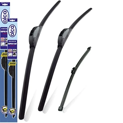 Image of alca Germany Fits Kia Optima 2015 onwards Set of 3 Windscreen Wiper Blades Super Flat Front Rear 26&quot;18&quot;H 12&quot;x3 ASF2618H12x3