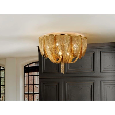 Image of Minerva 10 Light Flush Ceiling Nickel, G9