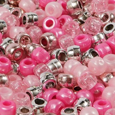 Image of 200 Pretty in Pink Pony Bead Mix 9mm x 6mm Beads