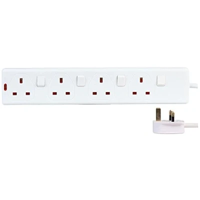 Image of PRO ELEC PELB1751 4 Gang Individually Switched Extension Lead 1m, White