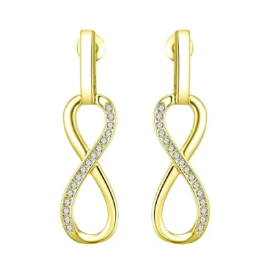 Image of Philip Jones Gold Plated Infinity Drop Earrings Created with Zircondia® Crystals