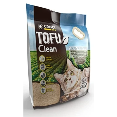 Image of Croci Tofu Clean Litter 10L Clumping Cat Litter, Biodegradable, flushes down the toilet, 100% vegetable, Long lasting Anti odor Sand