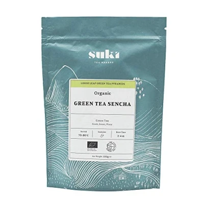Image of Suki Tea Organic Green Sencha Pack of 50 Pyramid Bags Light, Smooth and Fresh With Antioxidants Great Taste Brews in 2 5 Minutes