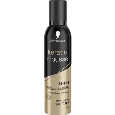 Image of Schwarzkopf Styling Keratin Hair Mousse, volume mousse for a shiny, glossy finish with no residue or stickiness, 250 ml