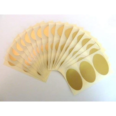 Image of 54 Labels, 50x30mm Oval, Matt Gold, Removable/Low Tack Colour Code Stickers, Self Adhesive Sticky Coloured Labels