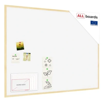 Image of ALLboards Cork Board White with Wooden Frame 120x90cm, Corkboard Bulletin Notice