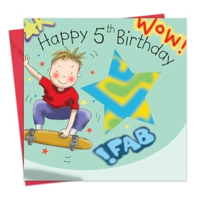 Image of Twizler 5th Birthday Card For Boy with Skateboard Age 5 Boys Gifts Childrens Happy
