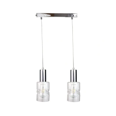 Image of Cross Bar Pendant Ceiling Light Silver, 50cm, 2x E27