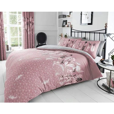 Image of GC GAVENO CAVAILIA Printed Duvet Cover Sets, Reversible Bedding Bed Set, Polycotton Quilt Covers, Ava Pink, King