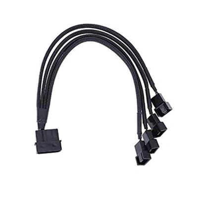 Image of 4 Pin Molex to x 3/4 PC Case Fan Sleeved Adapter Cable, 3 or (PWM Connector) Computer Cooler Cooling Splitter Y Power Cable