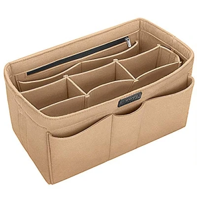 Image of Ropch Felt Handbag Organiser, Bag Organiser Insert Purse in Liner Tote Pouch, Beige/L