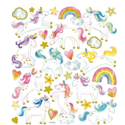 Image of Stickers Unicorns, sheet 15x16,5 cm, approx. 31 pc, unicorn, 1sheet