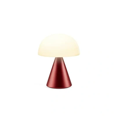 Image of Lexon Mina L Mushroom Lamp 9 LED Color Table for Bedrooms, Living Room &amp; Office Cordless, Rechargeable with 24h Light Dimmer, Aluminum, Large Dark Red