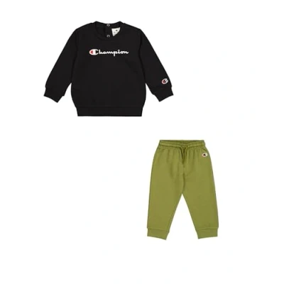 Image of Champion Icons Crewneck SUIT Toddler Unisex SET Tracksuit for kids, Size: 9m, Black