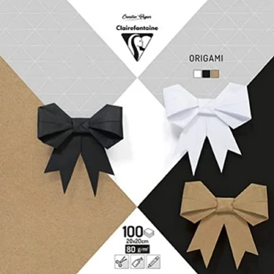 Image of Clairefontaine Ref 95006C Origami Paper Pack (Pack of 100 Sheets) 20 x 20cm in Size, 80gsm Deep Dyed Paper, Smooth Touch Assorted Natural Colours