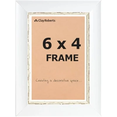 Image of Photo Picture Frame 6 x 4, White Vintage, Freestanding and Wall Mountable, 10 15 cm, 6x4 Frames, Frame, 4x6 Frames