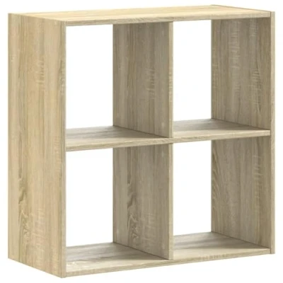 Image of vidaXL Bookcase Bookshelf Book Rack 4 Compartments, Sonoma Oak, Engineered Wood, 68.5 x 32 cm, Versatile Room Divider