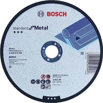 Image of Bosch Professional 1x Standard for Metal Straight Cutting Disc (for sheet metal, steel, Ø 180 x 1.6 22.23 mm, Accessories Angle Grinders)