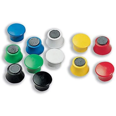 Image of Nobo Magnetic Drawing Pins, Pack of 12, Assorted Colours, 18 mm, 1901102