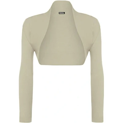 Image of WearAll Ladies Long Sleeve Shrug Womens Bolero Cardigan Top Stone 20 22