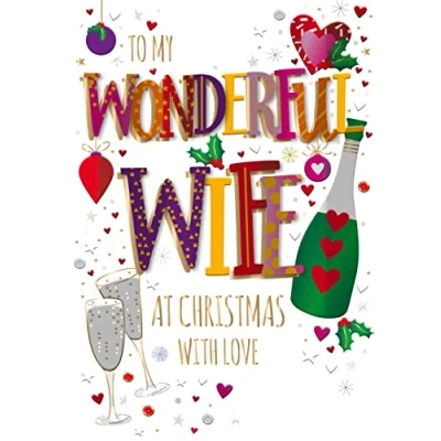 Image of My Wife At Christmas Embellished Greeting Card Special Xmas Cards MWXG0412/A