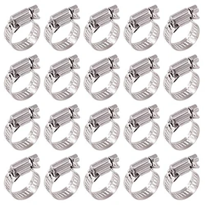 Image of Glarks 20Pcs 304 Stainless Steel Adjustable 14 27MM Range Worm Gear Hose Clamps Assortment Kit, Fuel Line Clamp for Water Pipe, Plumbing, Automotive and Mechanical Application (14 27MM)