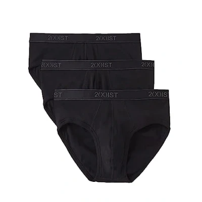Image of 2(X)IST Men&#039;s Essential Cotton Contour Pouch Brief 3 Pack, Deep Black, XL