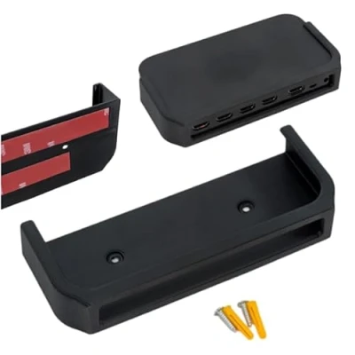 Image of 3D Cabin Wall Mount Compatible With Philips Hue Play Hdmi Sync Box (Gen 1) Holder Bracket Screw Or Stick On