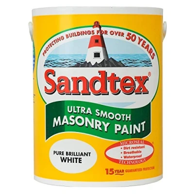 Image of Sandtex masonry paint, 5 litres, ultra smooth brickwork, white