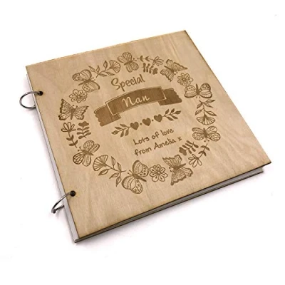 Image of ukgiftstoreonline Personalised Special Nan Engraved Large Wooden Scrapbook Photo Album