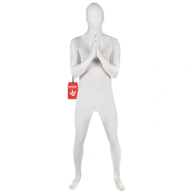 Image of Morphsuit Full Body Costume White, L Original Bodysuit For Adults &amp; Kids Super Stretch Suit Great DIY Party Outfit Halloween, Cosplay, Fancy Dress Men Women
