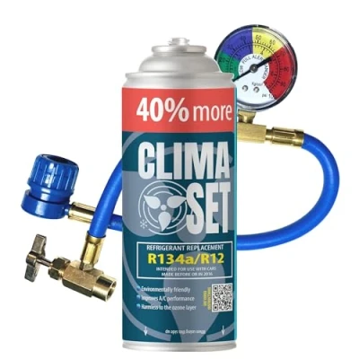 Image of ClimaSet Replacement of R134a refrigerant gas 1x235 g for air conditioning pressure gauge, conditioner Car refill cartridge ECO